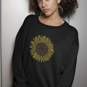 Sunflower Striped Petals Sweatshirt Women's -GoatDeals Designs
